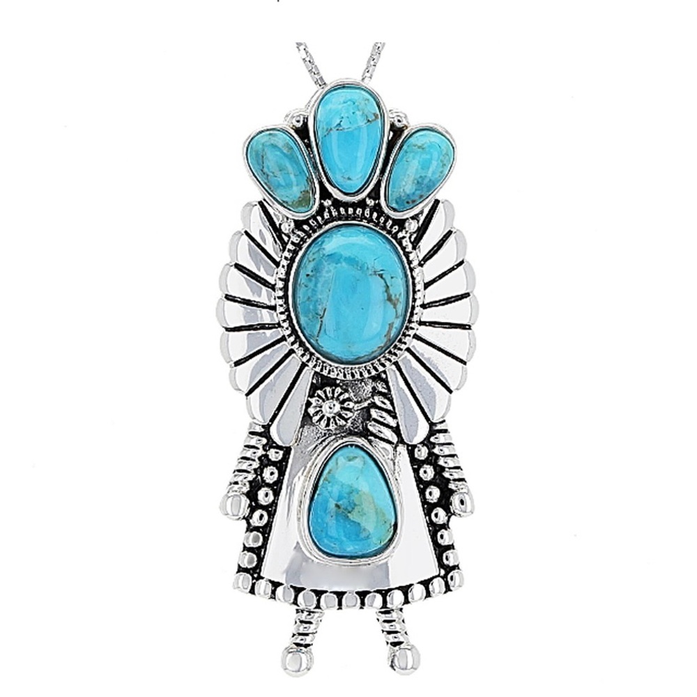 NEW Turquoise Sterling Silver Native American Kachina Doll
Pendant (Thailand)